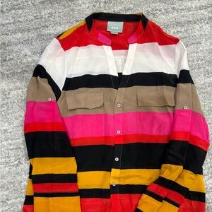 Like new 100% silk Maeve Colorful Striped shirt